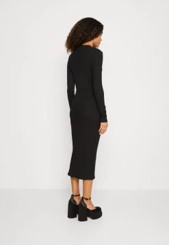 Even&Odd Circ Long Sleeves Midi High Slit Dress - Vestido De Punto - Black -Estilo Urbano Ventas 2354151ea70d41aa9b5043e84172516a