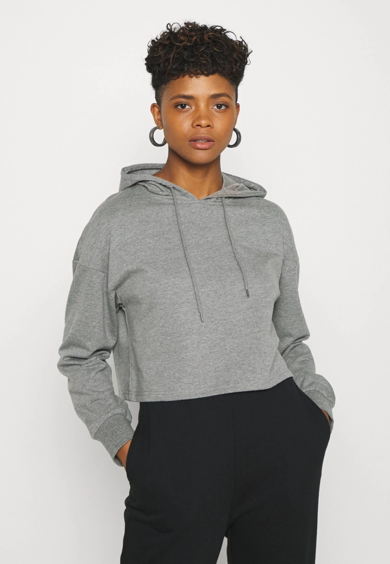 Even&Odd Basic - Cropped Oversized Hoodie - Jersey Con Capucha - Mottled Grey 1 Even&Odd Basic - Cropped Oversized Hoodie - Jersey Con Capucha - Mottled Grey