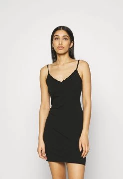 Even&Odd Scallop Edge Mini Strap Dress - Vestido De Tubo - Black