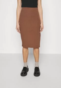 Pencil Skirt With Slit - Falda De Tubo - Brown