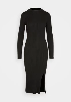 Even&Odd Circ Long Sleeves Midi High Slit Dress - Vestido De Punto - Black -Estilo Urbano Ventas 99fe3bd0627143fca3839945025a19ba
