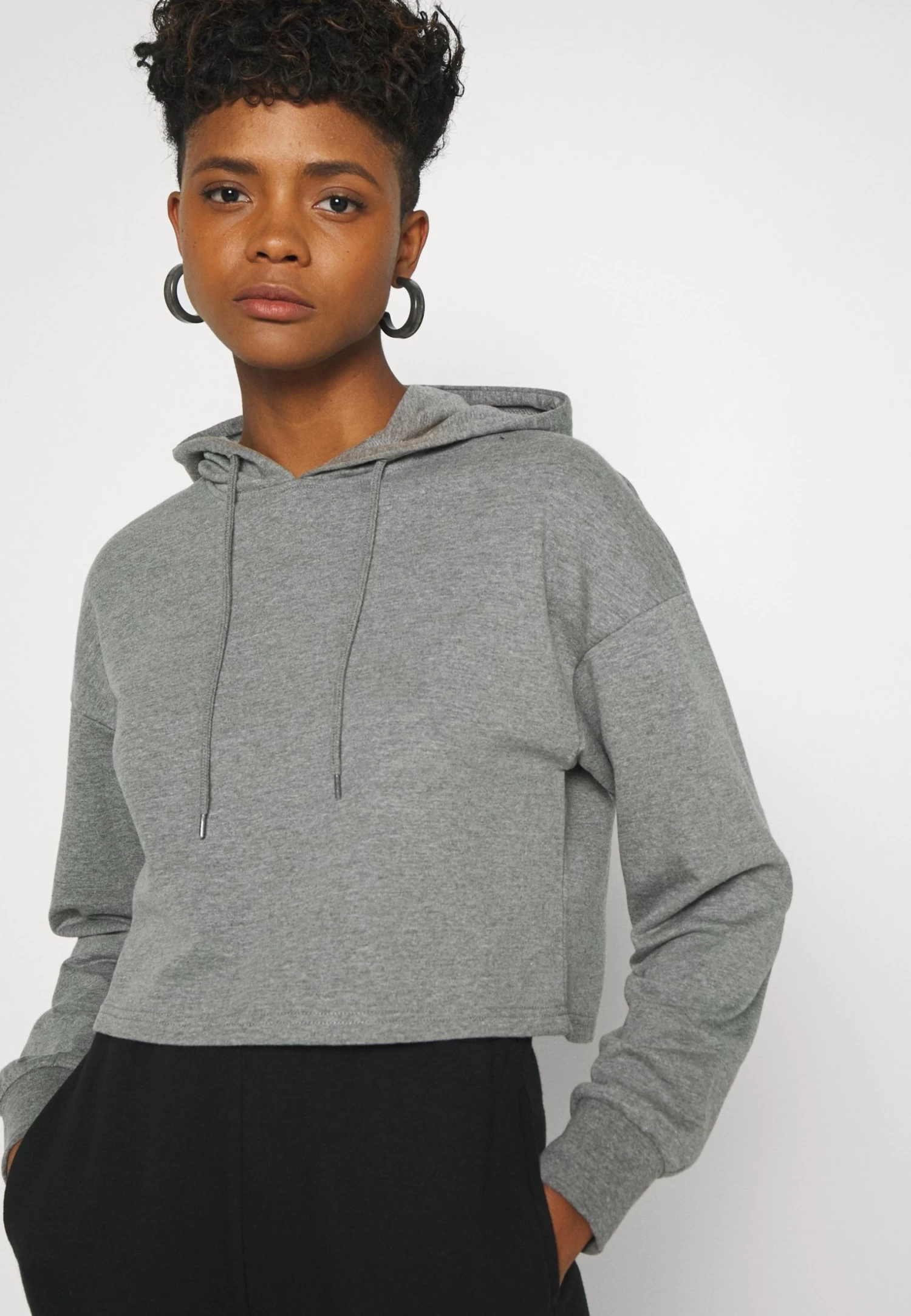 Even&Odd Basic - Cropped Oversized Hoodie - Jersey Con Capucha - Mottled Grey 4 Even&Odd Basic - Cropped Oversized Hoodie - Jersey Con Capucha - Mottled Grey - Imagen 4