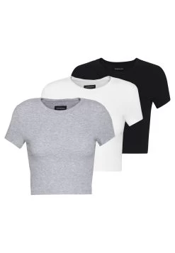 Even&Odd 3 Pack - Camiseta Básica - White/Black/Light Grey