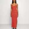 Even&Odd Midi Fake Bodycon Dress - Vestido Largo - Orange/Pink/Black
