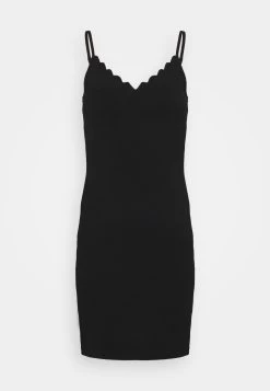 Even&Odd Scallop Edge Mini Strap Dress - Vestido De Tubo - Black -Estilo Urbano Ventas b3da3160c9134df6ad678418690fd842