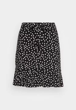 Even&Odd Mini Skirt With Volant - Falda Acampanada - Black/White -Estilo Urbano Ventas bd7fd1ad95854f88a1dda94dc4ff9636