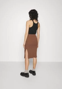 Pencil Skirt With Slit - Falda De Tubo - Brown -Estilo Urbano Ventas c9fa84346b7f4a1b95726dee77e1027d