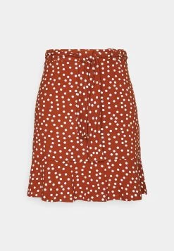 Even&Odd Mini Skirt With Volant - Falda Acampanada - Brown/White -Estilo Urbano Ventas eccf33f5c38649bf89100d9c33a2164b